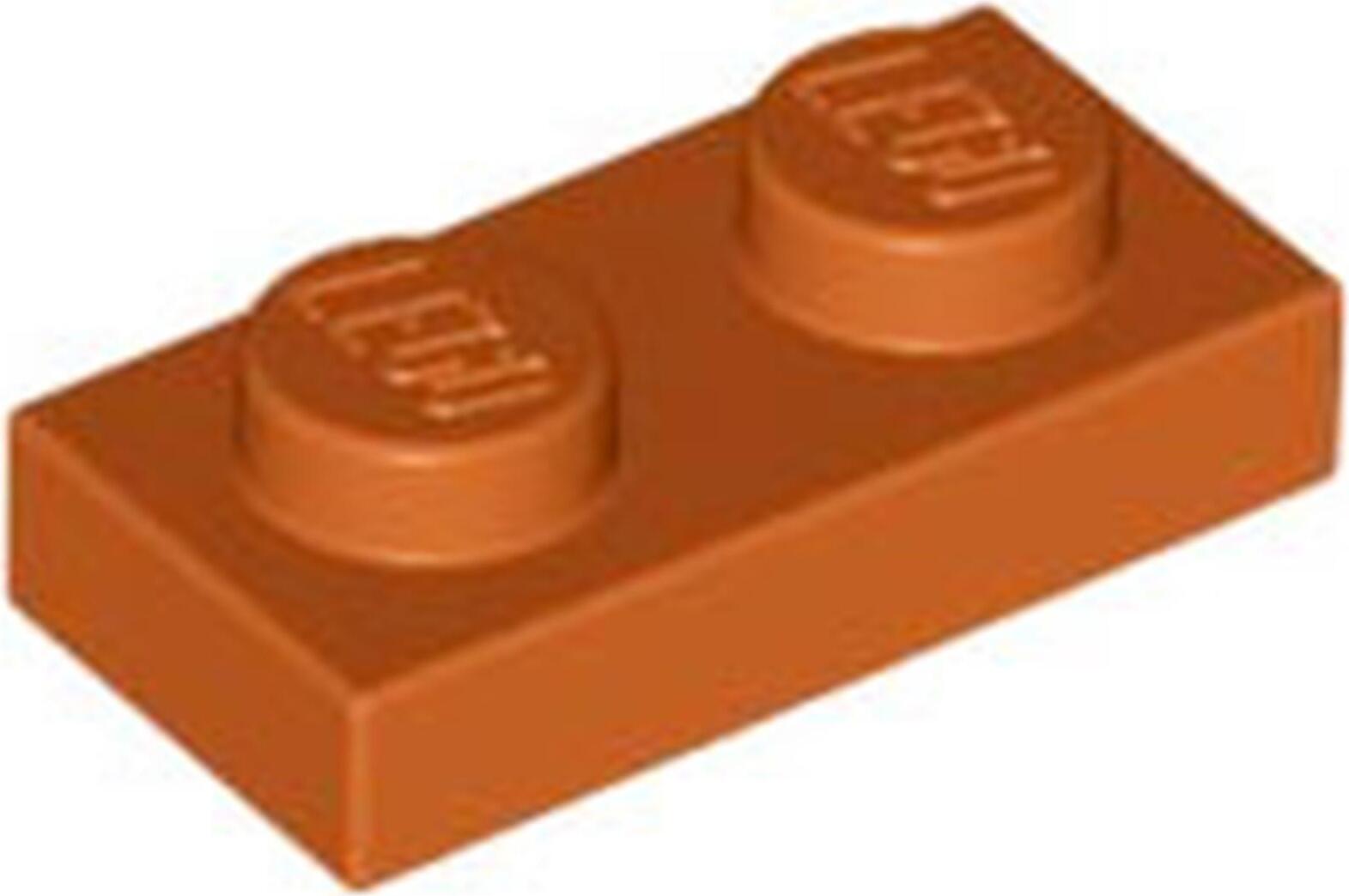 50 kusov LEGO, diel c. 3023 v tmavo oranžovej farbe (Dark Orange)
