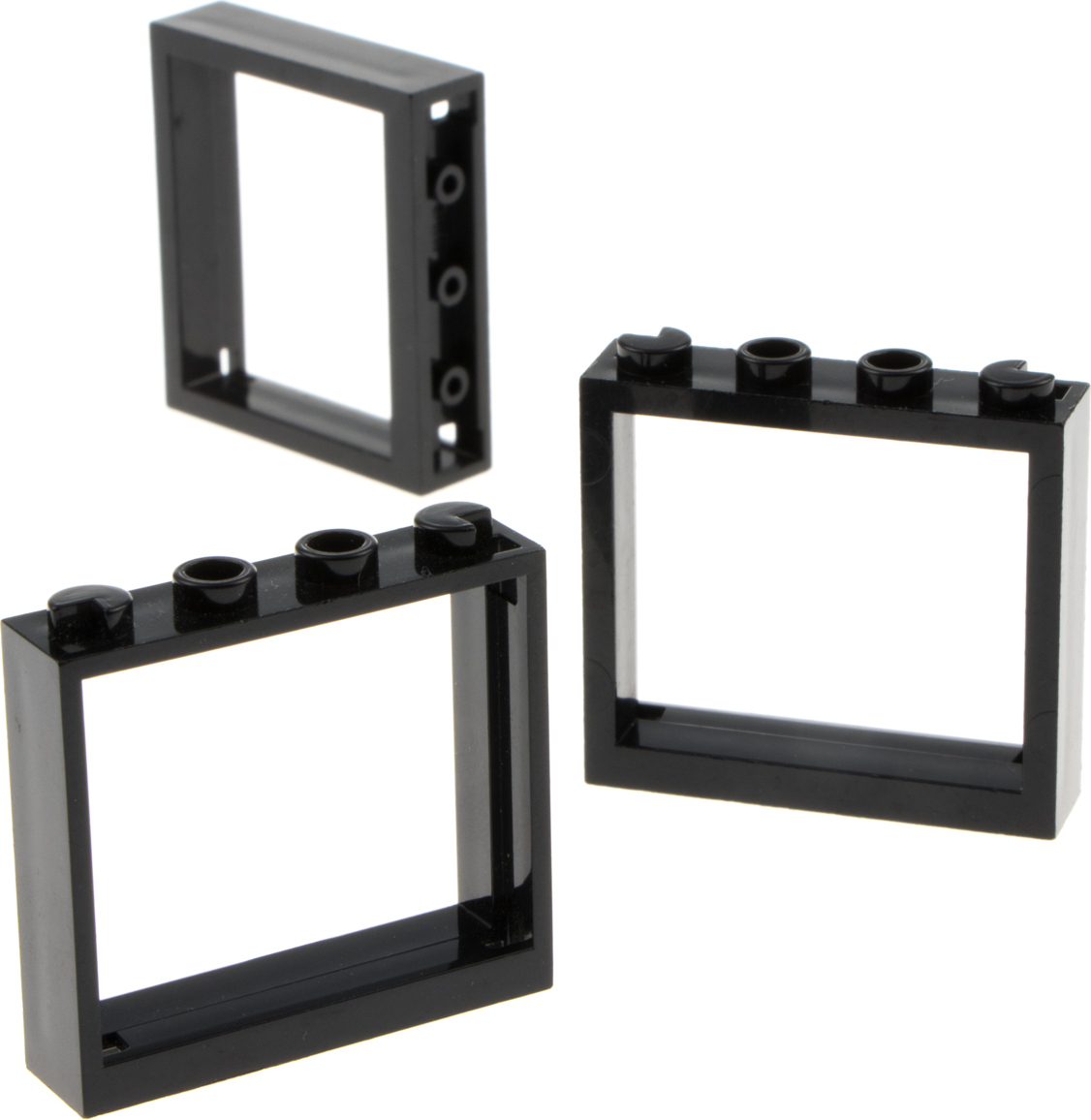 3x Lego okenný rám 1x4x3 čierny bez skla dom 4530589 60594