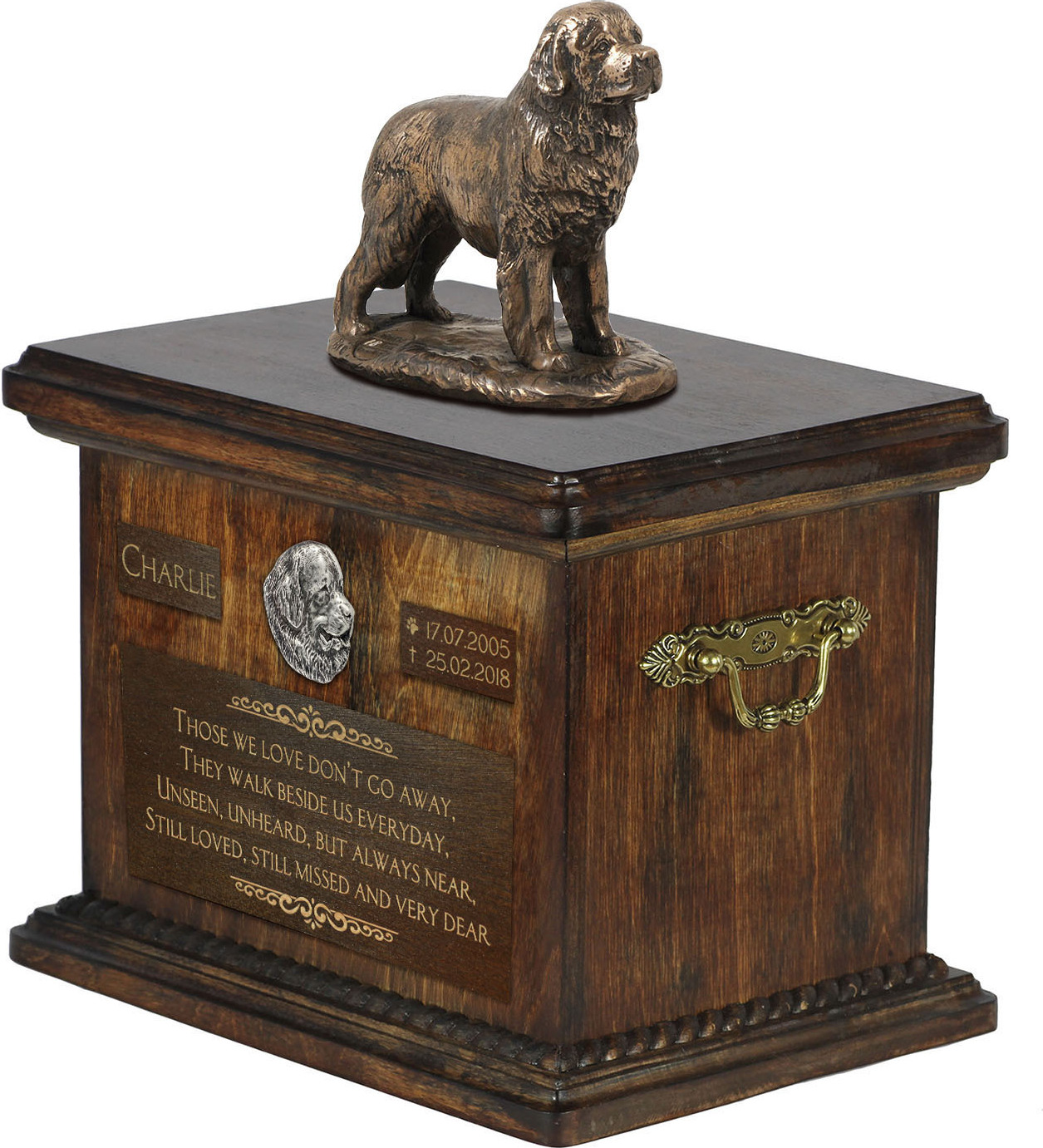 Neufundländer, Newfoundland - Eine Urne für die Asche eines Hundes, eine Urne mit einer Statue, eine personalisierte Hundeurne von der Marke Art-Dog.