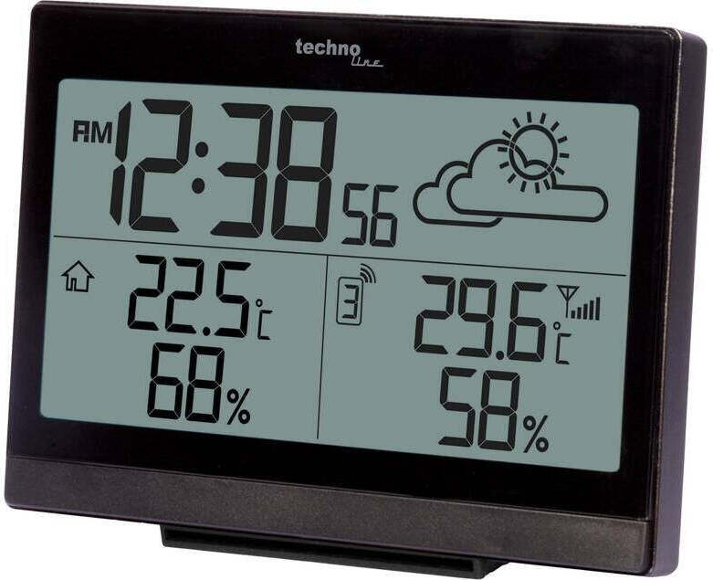 Technoline WS 9252, Schwarz, Innen-Hygrometer, Innen-Thermometer, Außen-Hygrometer, Außen-Thermometer, Hygrometer, Thermometer, Hygrometer, Thermometer, AA, 140 mm