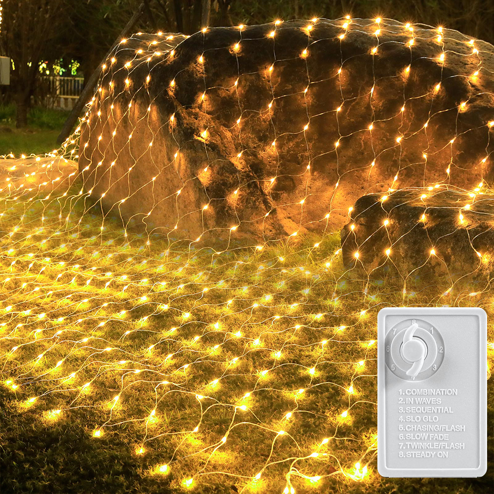 Soagrc LED Lichternetz Außen 3x2m – 200 LEDs Warmweiß, Mit Fernbedienung, Timer, IP67 Wasserdicht Für Garten, Balkon & Hochzeit