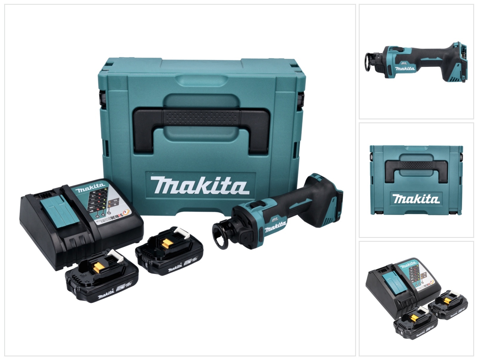 Akumulátorová rotačná fréza Makita DCO 181 RAJ 18 V 32000 ot/min + 2x akumulátor 2,0 Ah + nabíjačka + Makpac