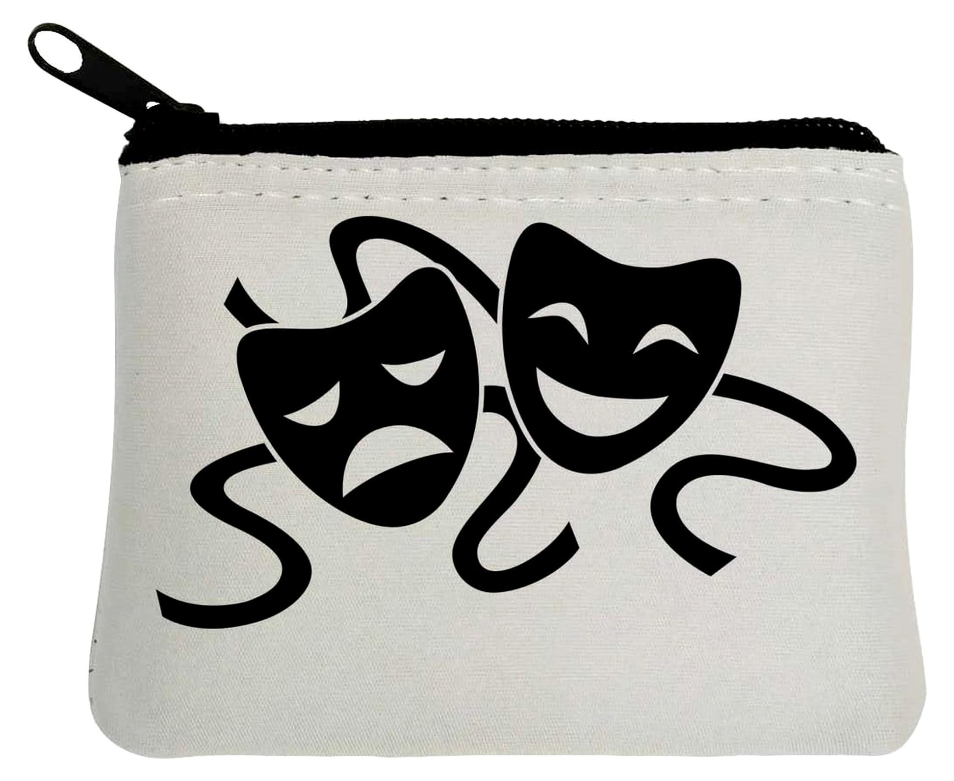 Markenlos Duality of Man Theatermasken Neopren-Geldbörse, 10 x 11 cm, Weiß