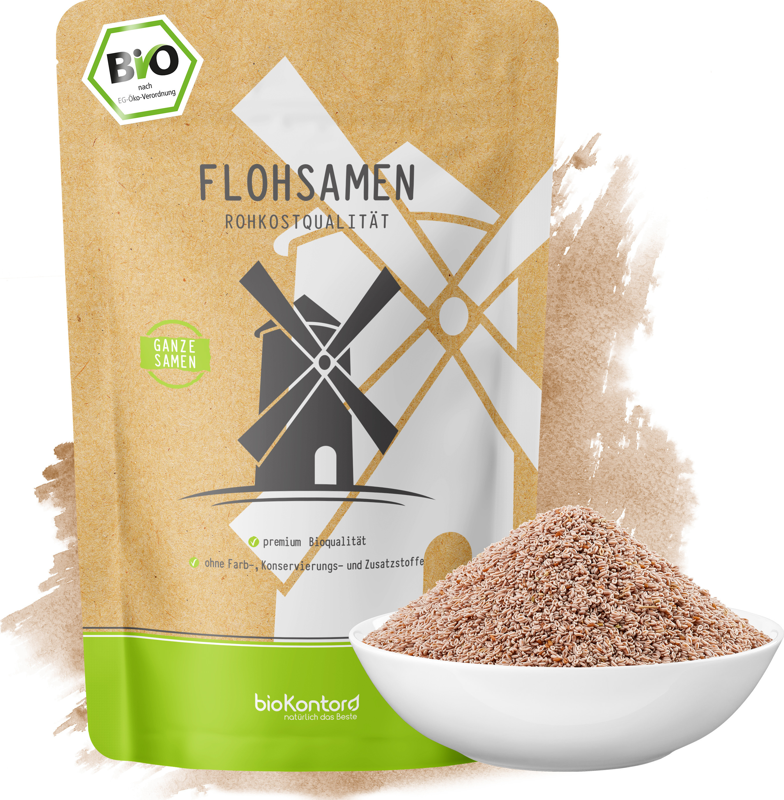 Flohsamen ganz 500 g I 99% Reinheit I Ballaststoffreich I höchste Reinheit aus biologischem Anbau in Indien - von bioKontor 22491