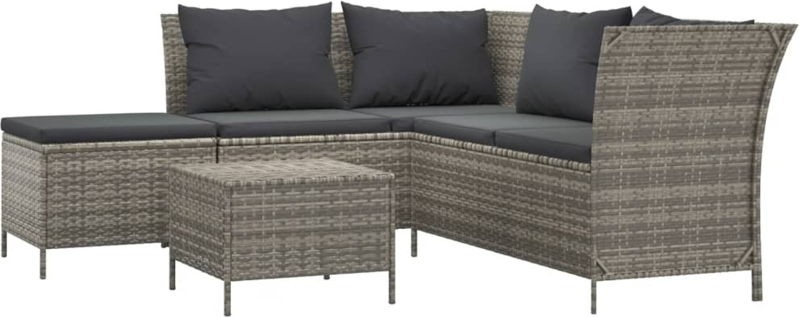 4tlg. GartenLoungeSet mit Kissen Grau Poly Kaufland.de