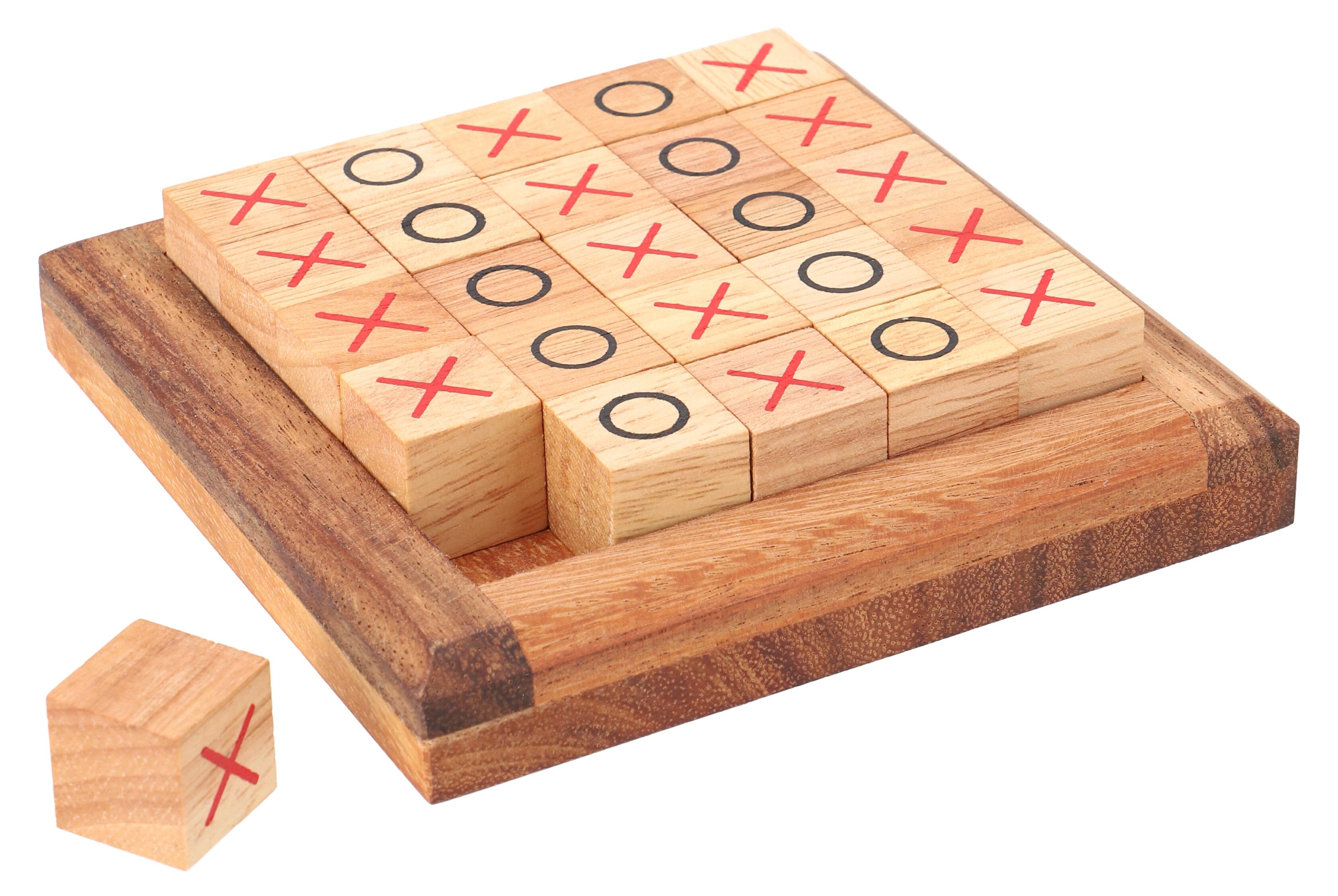 Guru-Shop Brettspiel, Gesellschaftsspiel aus Holz - Tic-Tac-Toe, Braun, 3*13*13 cm, Brettspiele & Geschicklichkeitsspiele 17163