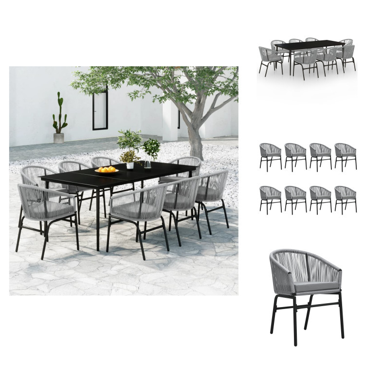 vidaXL 9-dielny záhradný jedálenský set sivý - Záhradné nábytkové zostavy