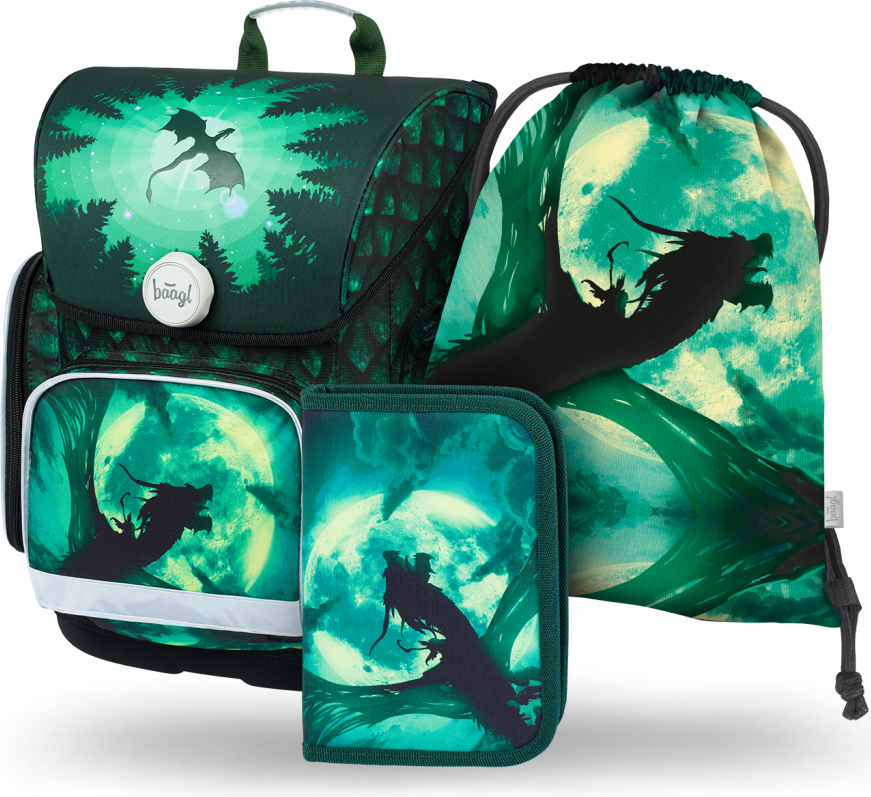 BAAGL SET 3 Ergo Dragon: Aktentasche, Federmäppchen, Tasche V-43272