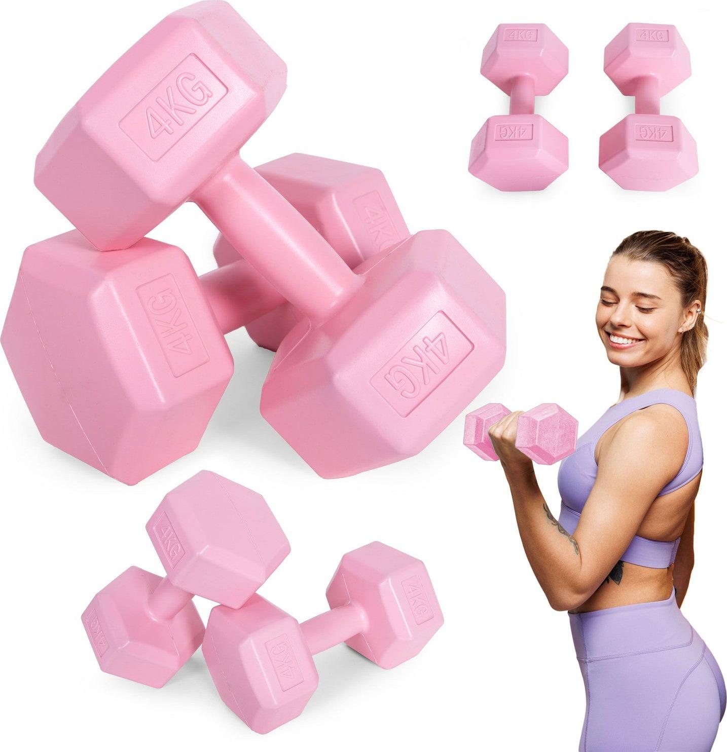 Northio Hex-Hanteln-Set 2x4 kg, Übungsgewichte, Fitnessbelastung, rosa, ModernHome