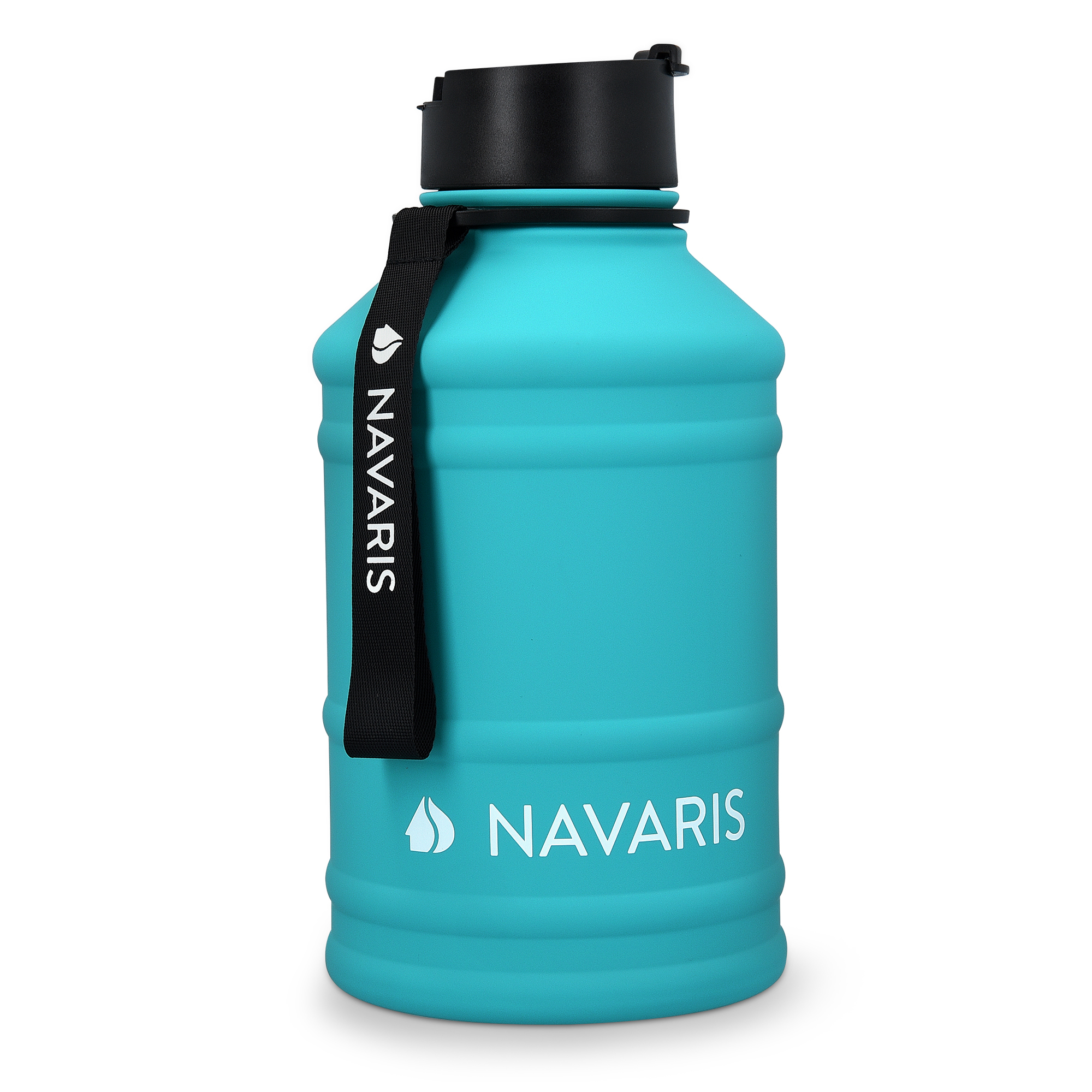 Navaris Trinkflasche 2,2L Fitness Trinkflasche - XXL Flasche Gym -  Edelstahl - BPA-frei