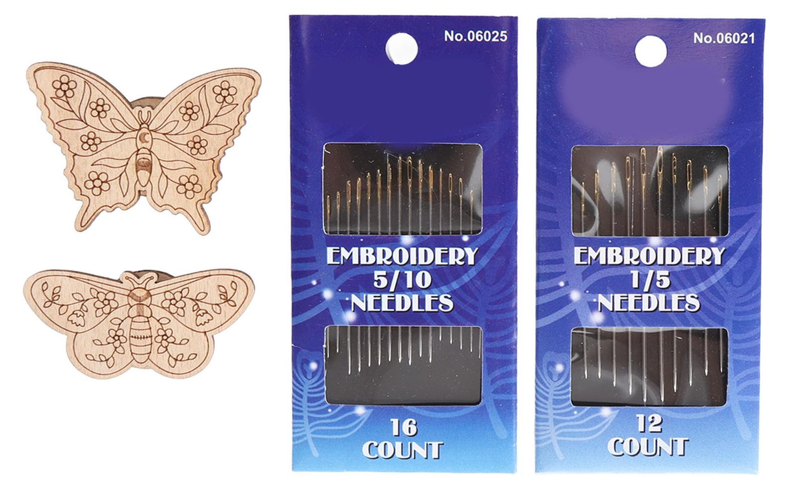 Gistuch Nadelhalter in Schmetterlingsform mit magnetischem Halter und Sticknadeln-Set zum Nähen Typ 3 4