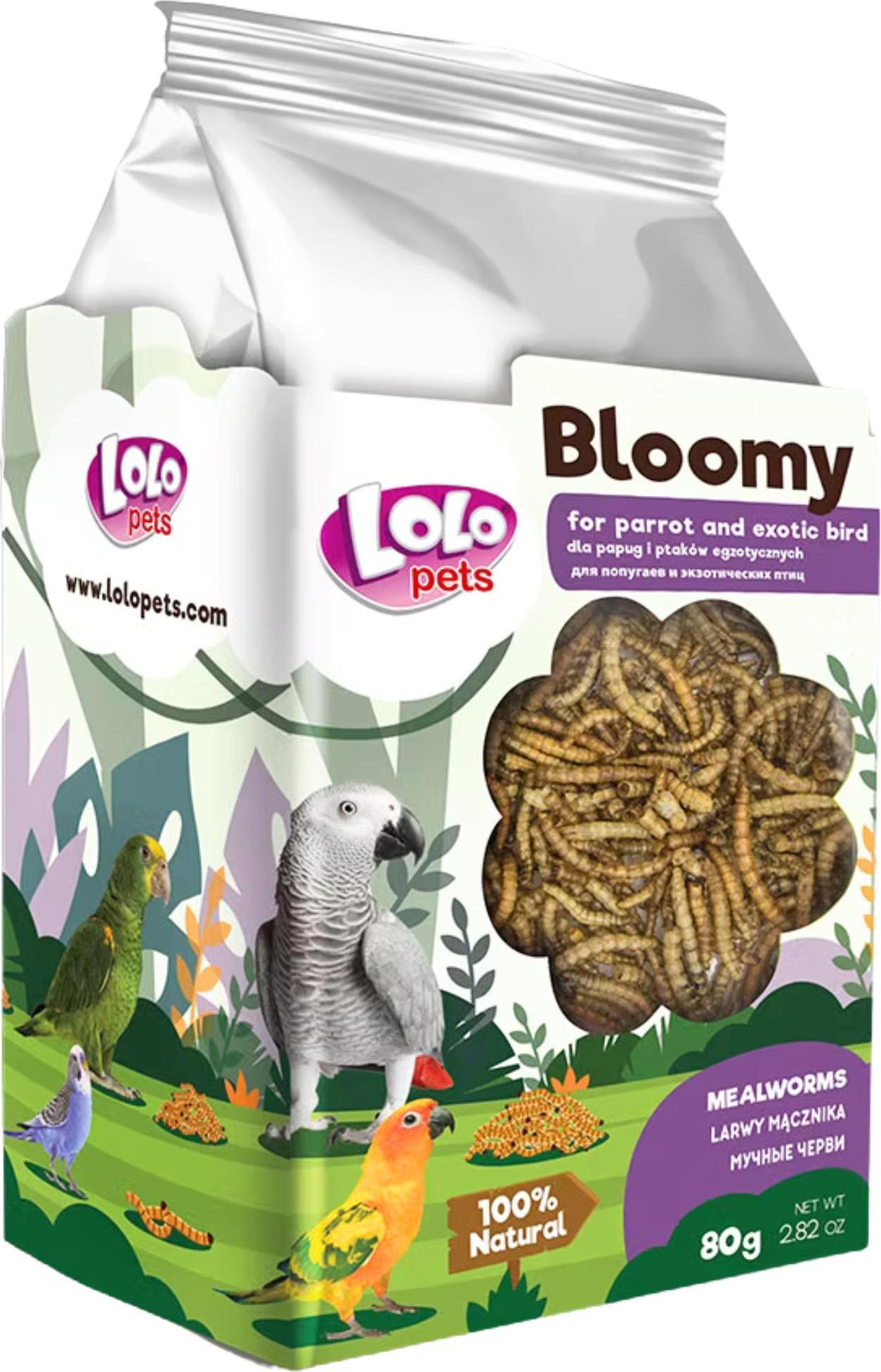 Lolo Pets Proteinreiche Mehlwürmer Für Papageien Und Exotische Vögel 80G