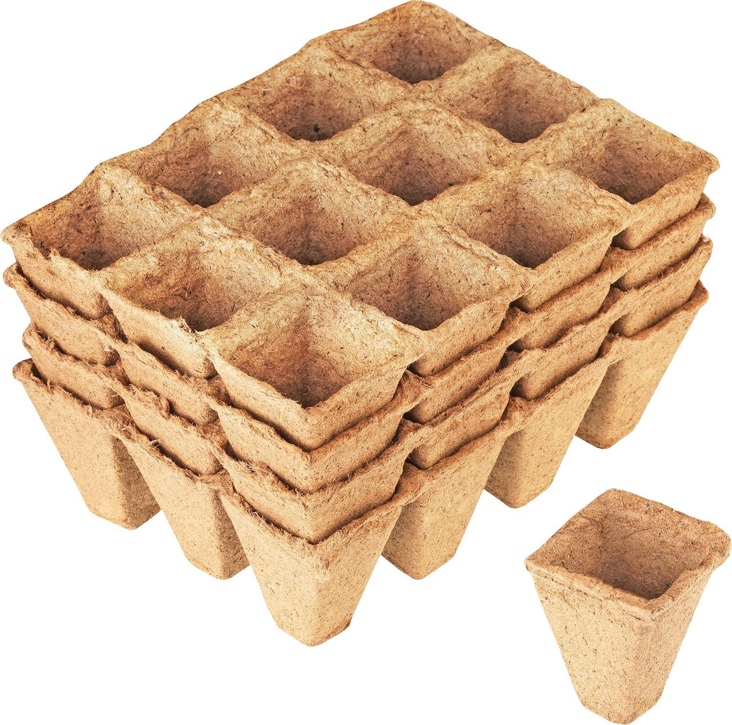 Markenlos Praktisches Set mit 48 Stück 4 x 4 cm 100% torffrei PEFC-e biologisch abbaubare Pflanztöpfe