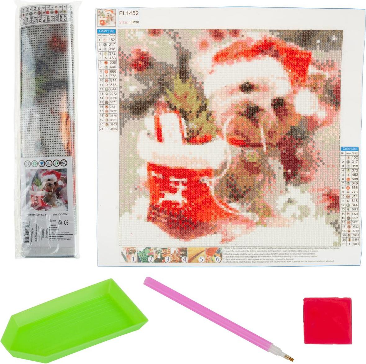 MARTOM Diamant-Stickerei Weihnachten Hündchen 3D Malerei