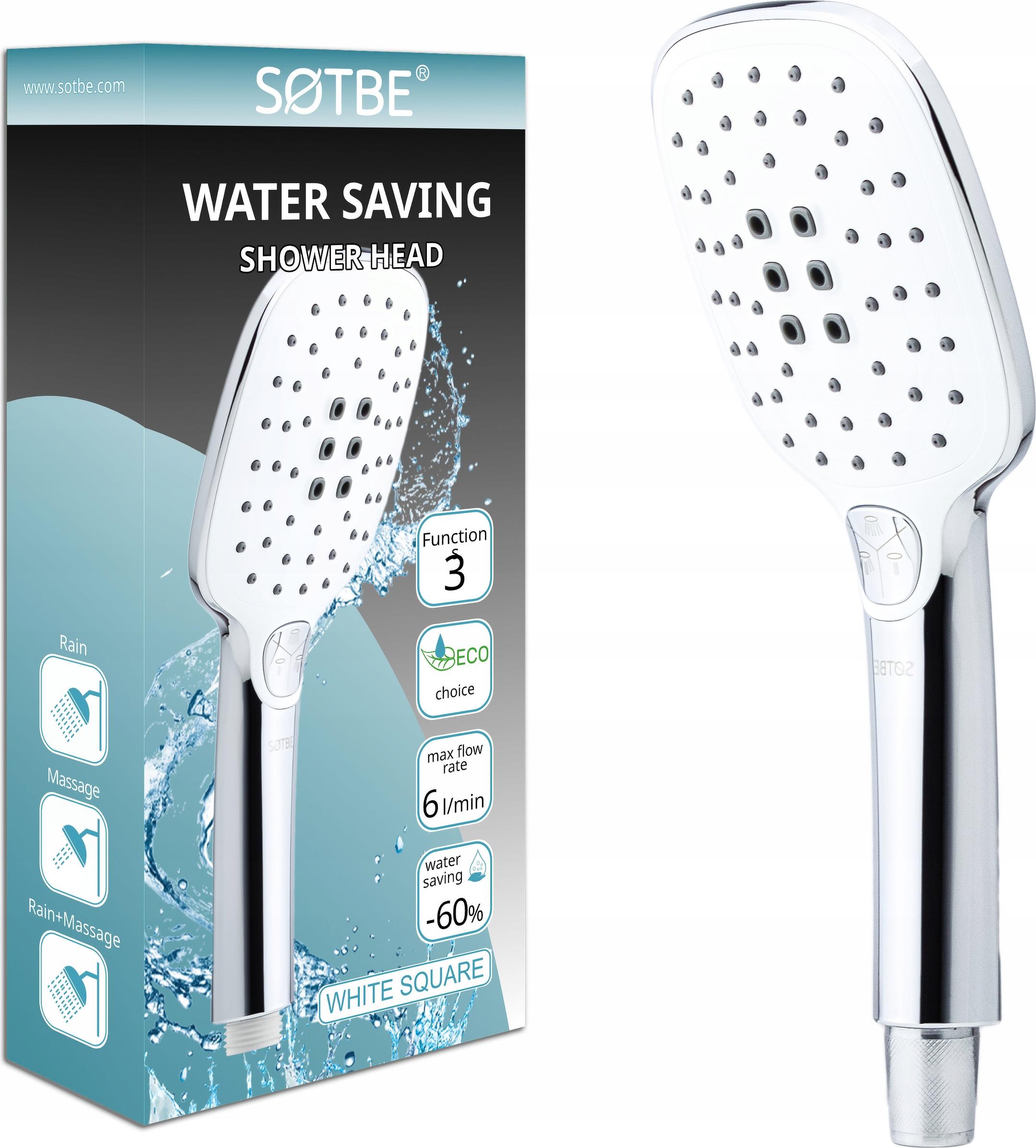 SOTBE LARK WHITE TOUCH Duschkopf, weiß/chrom, 3 Funktionen LARK-WQ-SOHE-2483007