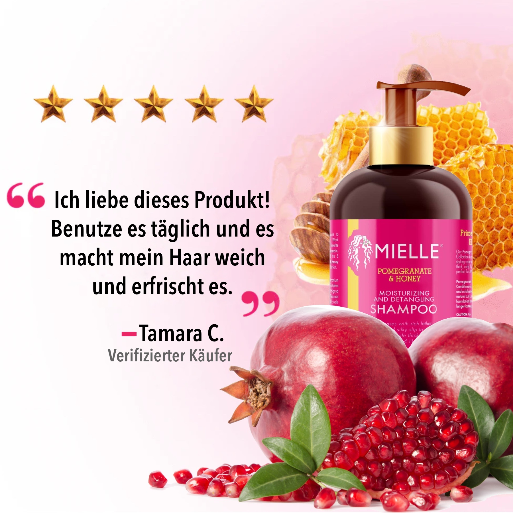 Haarpflege Haarwachstum Shampoo Pomegranate Honey von Mielle, 355ml