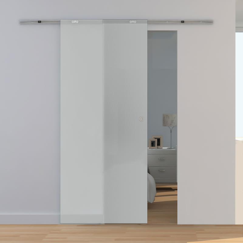 Schulte Schiebetür Glas Tür satiniert 880 mm offene Schiene Zimmertür Glasschiebetür