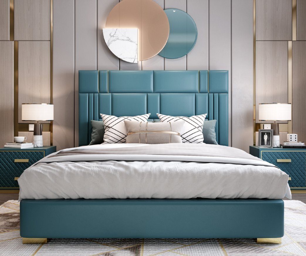 Schlafzimmer Bett Kunstleder Hotel Luxus Polster Möbel JVmoebel