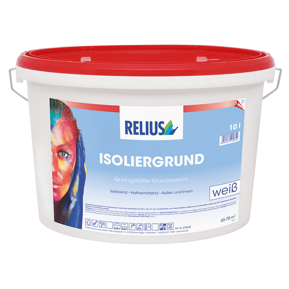 Relius Isoliergrund weiß pigmentiert 10 Liter - Quarzgefüllter Voranstrich mit isolierenden Eigenschaften 270263