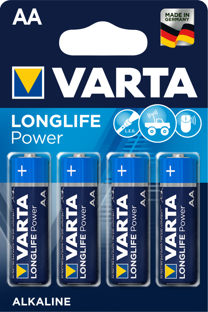 80 x Varta Longlife Power 4906 AA Mignon LR6 MN1500 Alkaline 1,5 V Batterie 