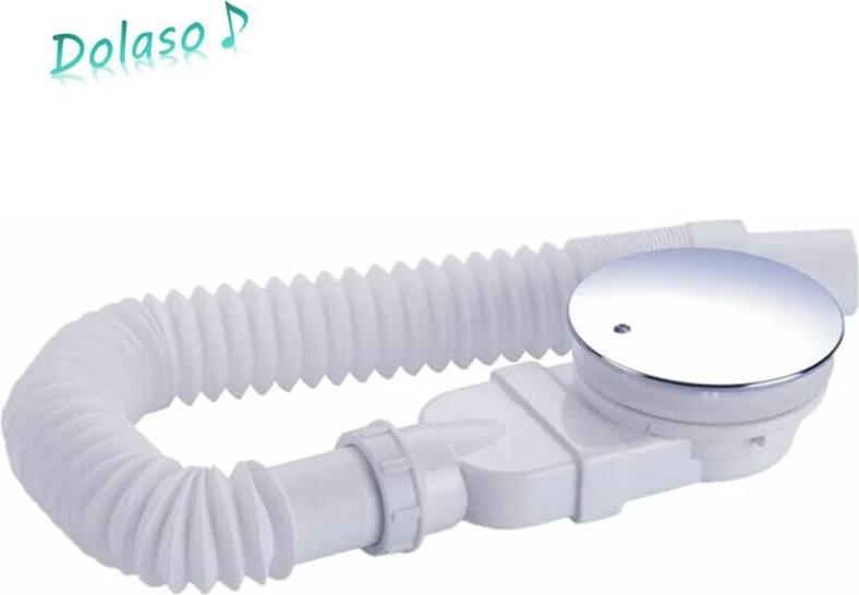 Fokelyi Duschablauf 90 mm, extra flach, Ablaufloch für Duschwanne, Siphon mit Anti-Geruchssystem, Haarsieb, flexibler Schlauch, Chromabdeckung, weiß, einteilig, KAU-ED-LYS-PH-20251024-218