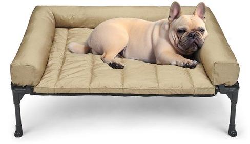 OEM Outdoor-Hundebett, Verstellbares Hundebett mit Entfernbarem Kopfteil, Kühles Verstellbares Hundebett aus Teslin-Mesh für Innen- und Außenbereich, Beige, 81 x 64 x 18 cm 2026