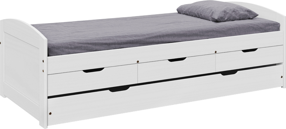 Kondela Einzelbett aus Holz mit Zustellbett Marinella New 90 – weiß