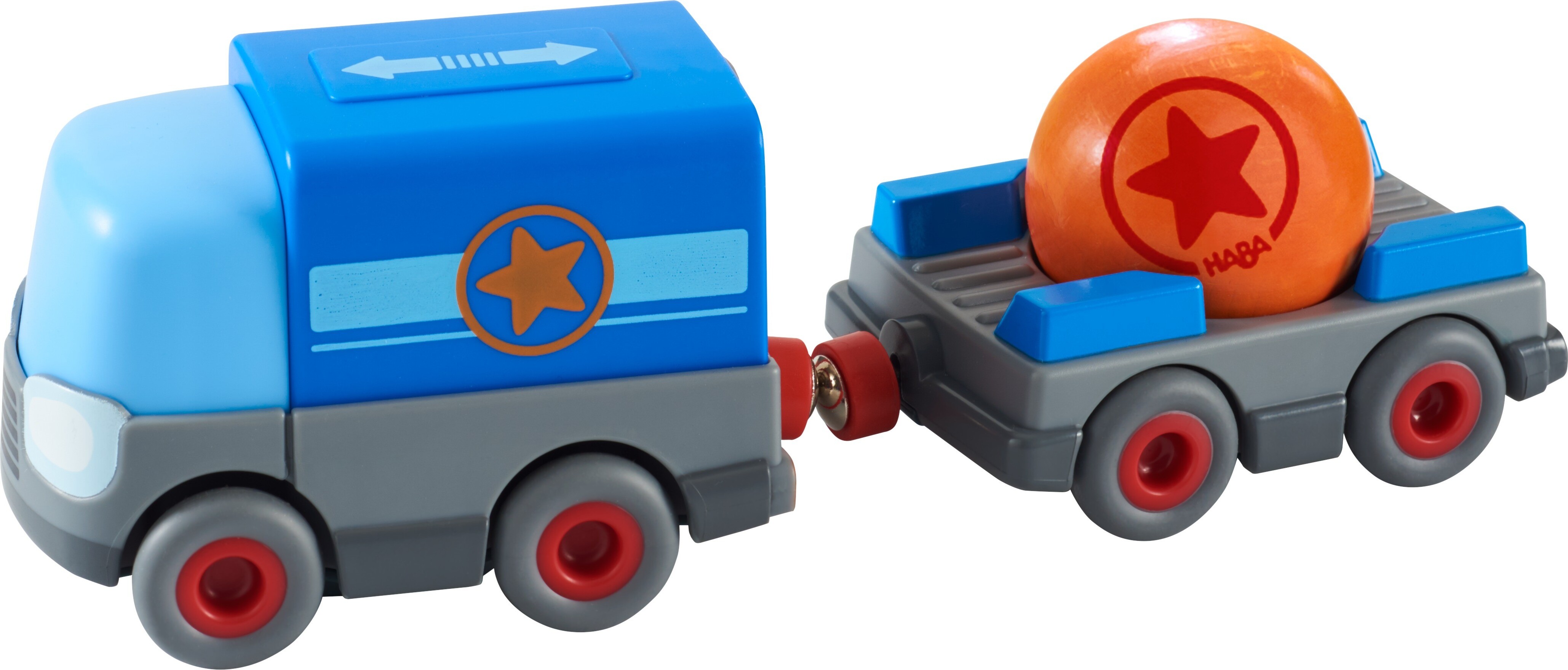 Haba Kugelbahn Kullerbü - Batterie-LKW mit Anhänger, Spielfahrzeug 304820