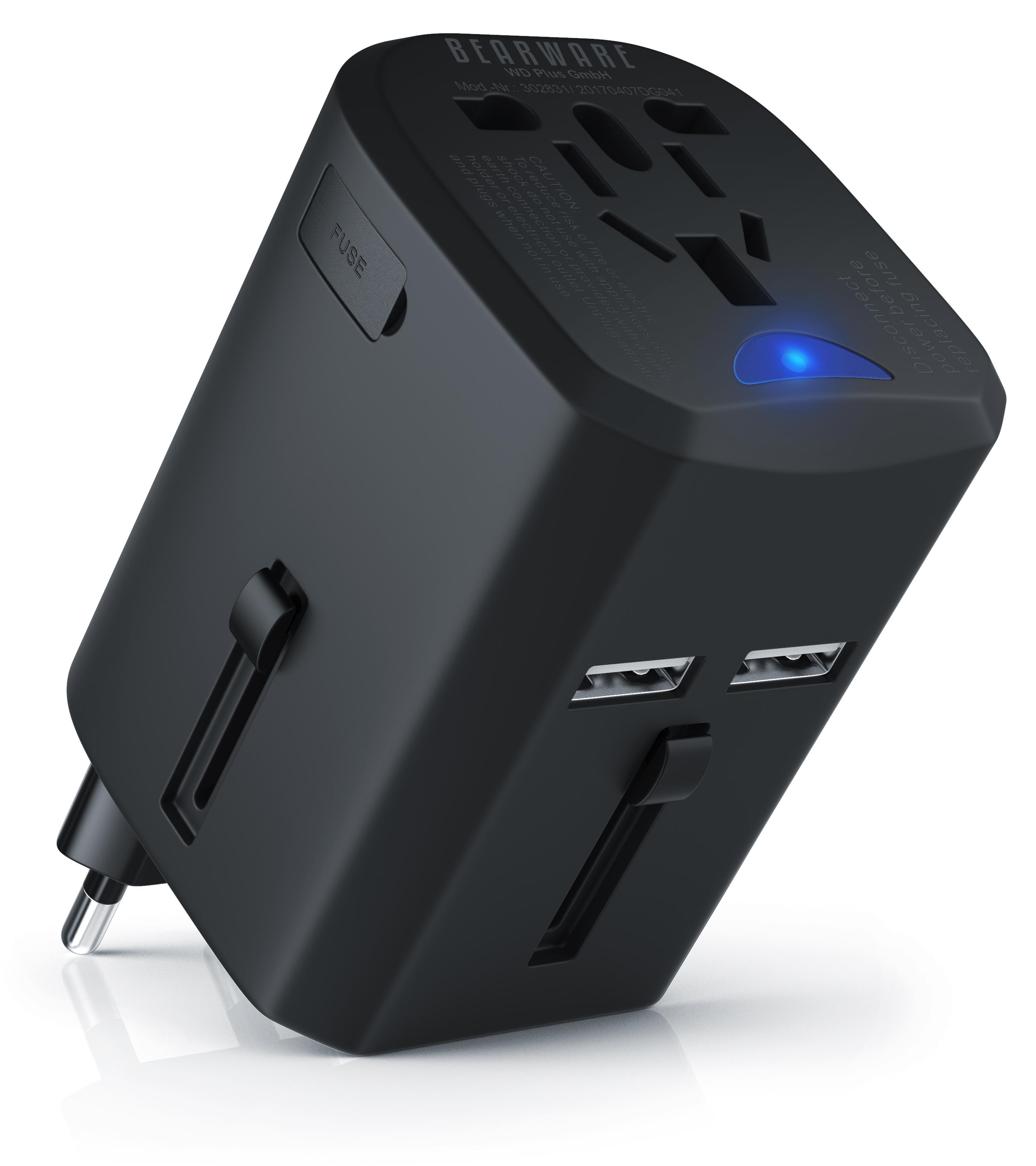 Adattatore Da Viaggio Universale USA-Europa Con 3 USB E USB-C - Spina Tipo B