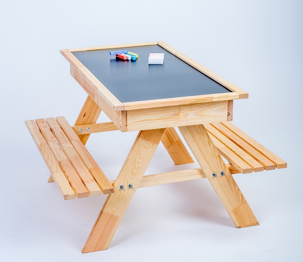 AZZAP Sandkasten Kindersitzgruppe 4in1 Kinder Sitzgarnitur Holz Garten Bank Maltisch Natur