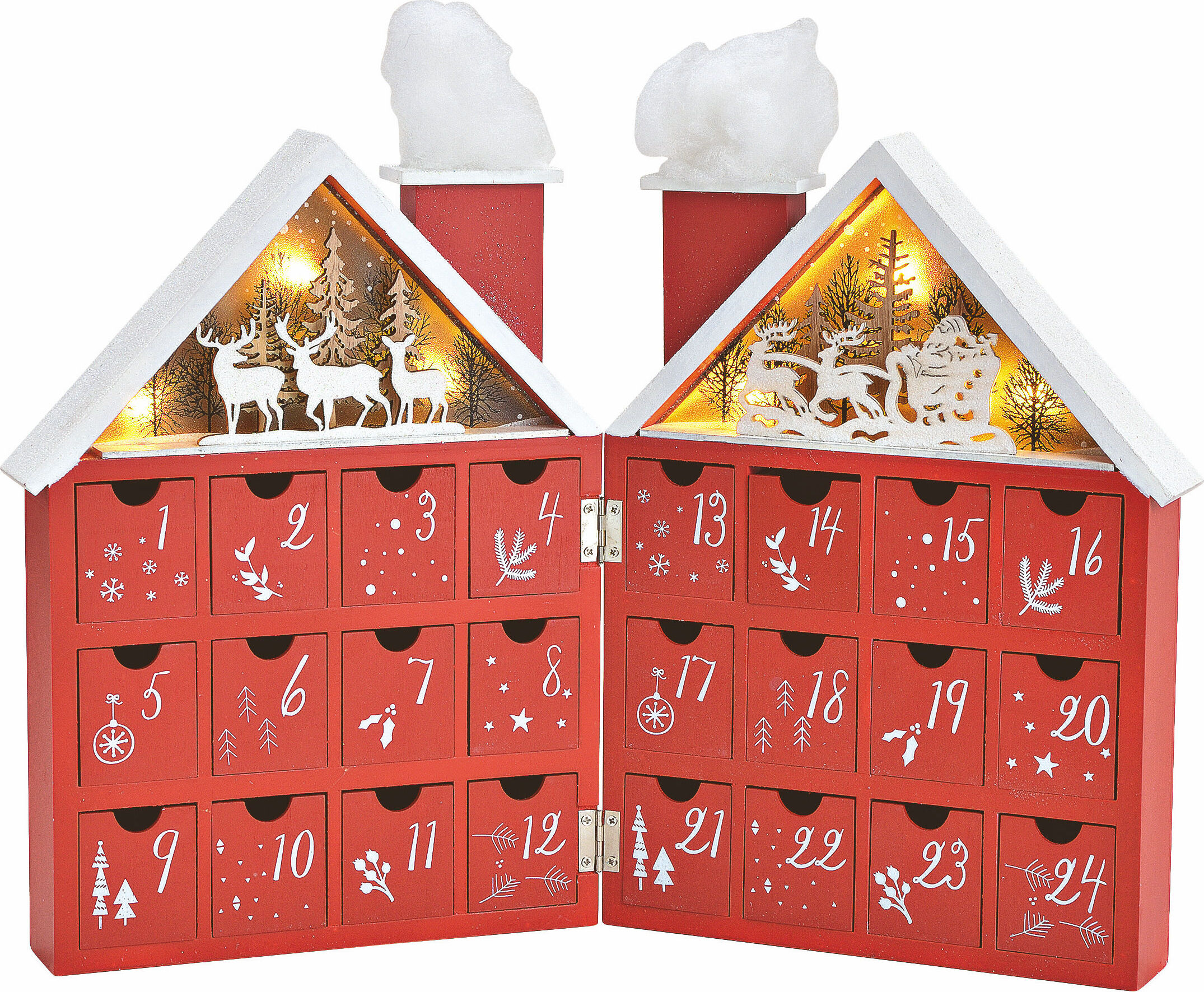 Adventný kalendár s LED diódou - na rozloženie