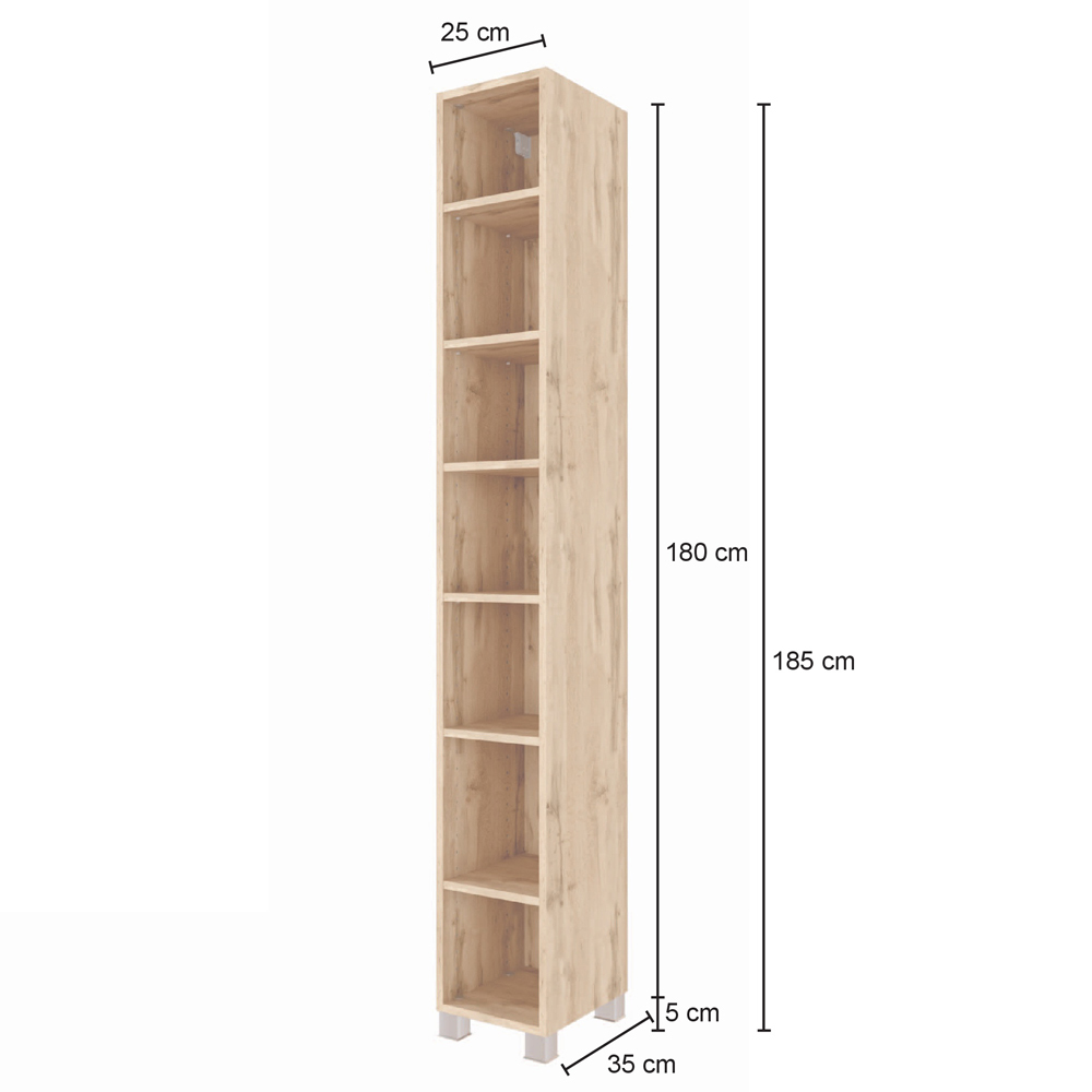 Lomadox Badezimmer Regal HEERLEN-03 in Wotaneiche Nb., B/H/T: ca. 25/180/35 cm 814.1.0081