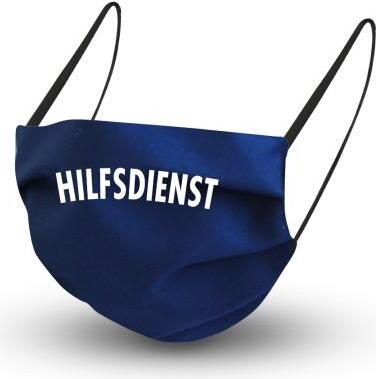 Fan-Omenal Baumwollmaske in DUNKELBLAU mit en Innenvlies - mit Print - HILFSDIENST - 15862 + Gratiszugabe