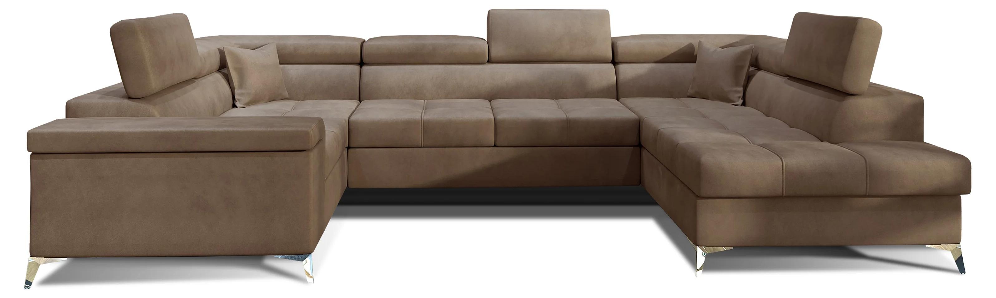 VENETI Geräumiges U-förmiges Sofa SEREIA – hellbraun, echtes Design 162-01-02050