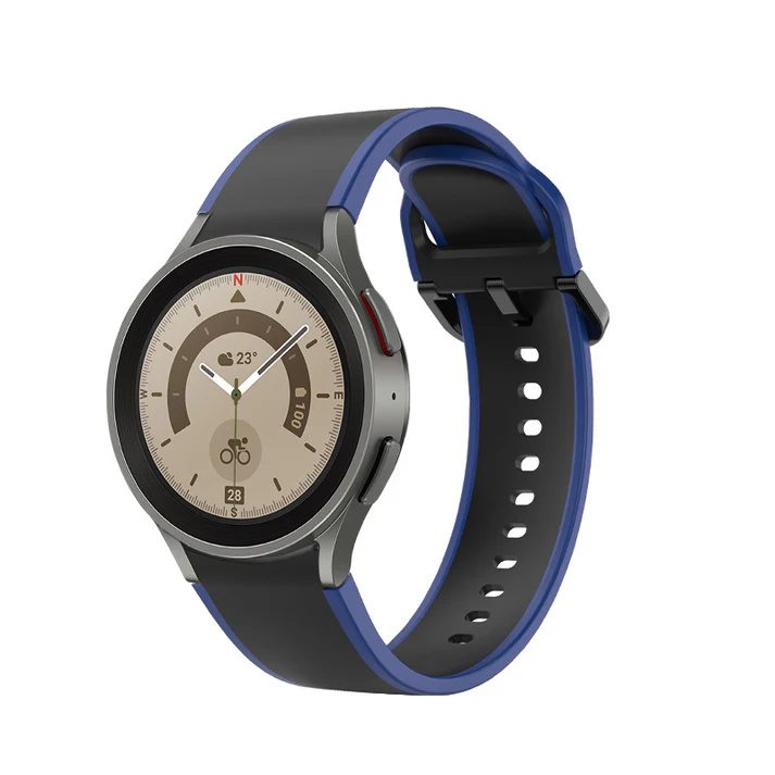 SYSTEM-S 20 mm silikónový remienok pre Samsung Galaxy Watch 5 4 Smartwatch Blue Black