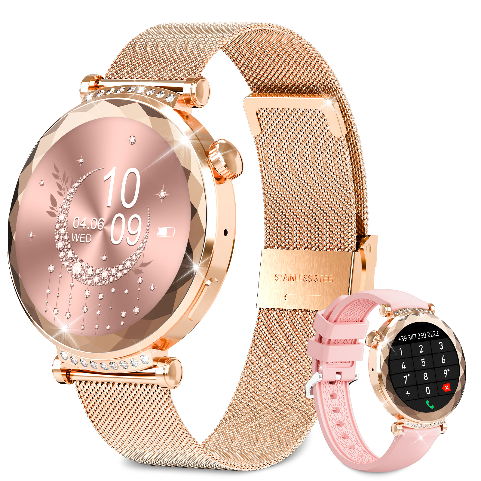 rayofi Smartwatch Damen, AMOLED Smartwatch , Neueste Fitness Tracker Uhr mit Anrufe und SMS-Empfang .Sport uhr, Fitness Tracker Damen mit Schrittzähler