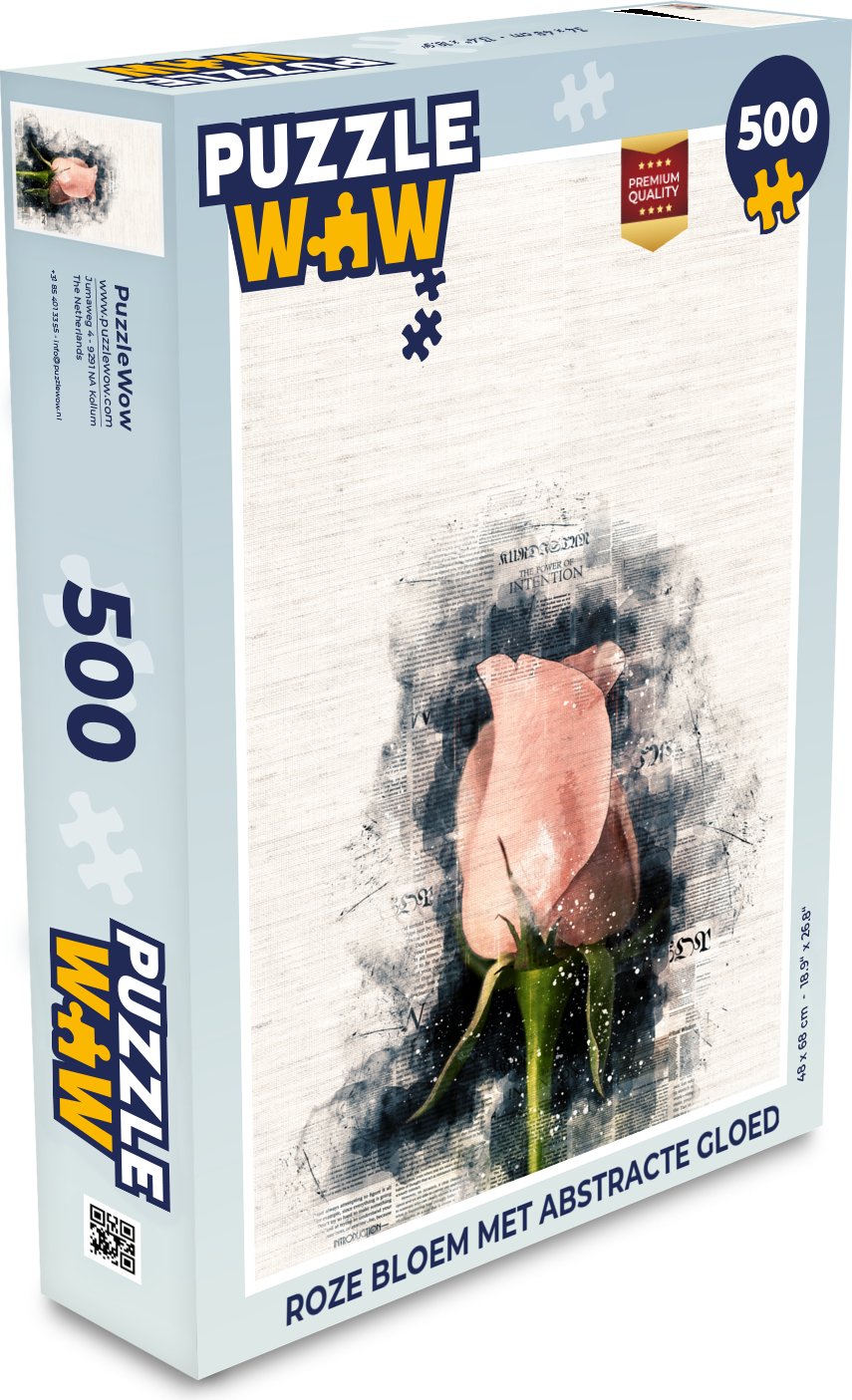 MuchoWow® Puzzle 500 Teile Rosa Blume mit abstraktem Leuchten - Denken - Spiel - Toy 137|51128068