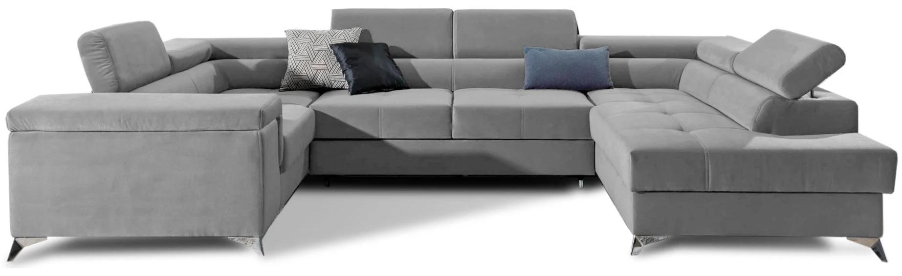 VENETI Großzügiges U-förmiges Sofa SEREIA - grau 2, rechte Ausführung 162-01-02064