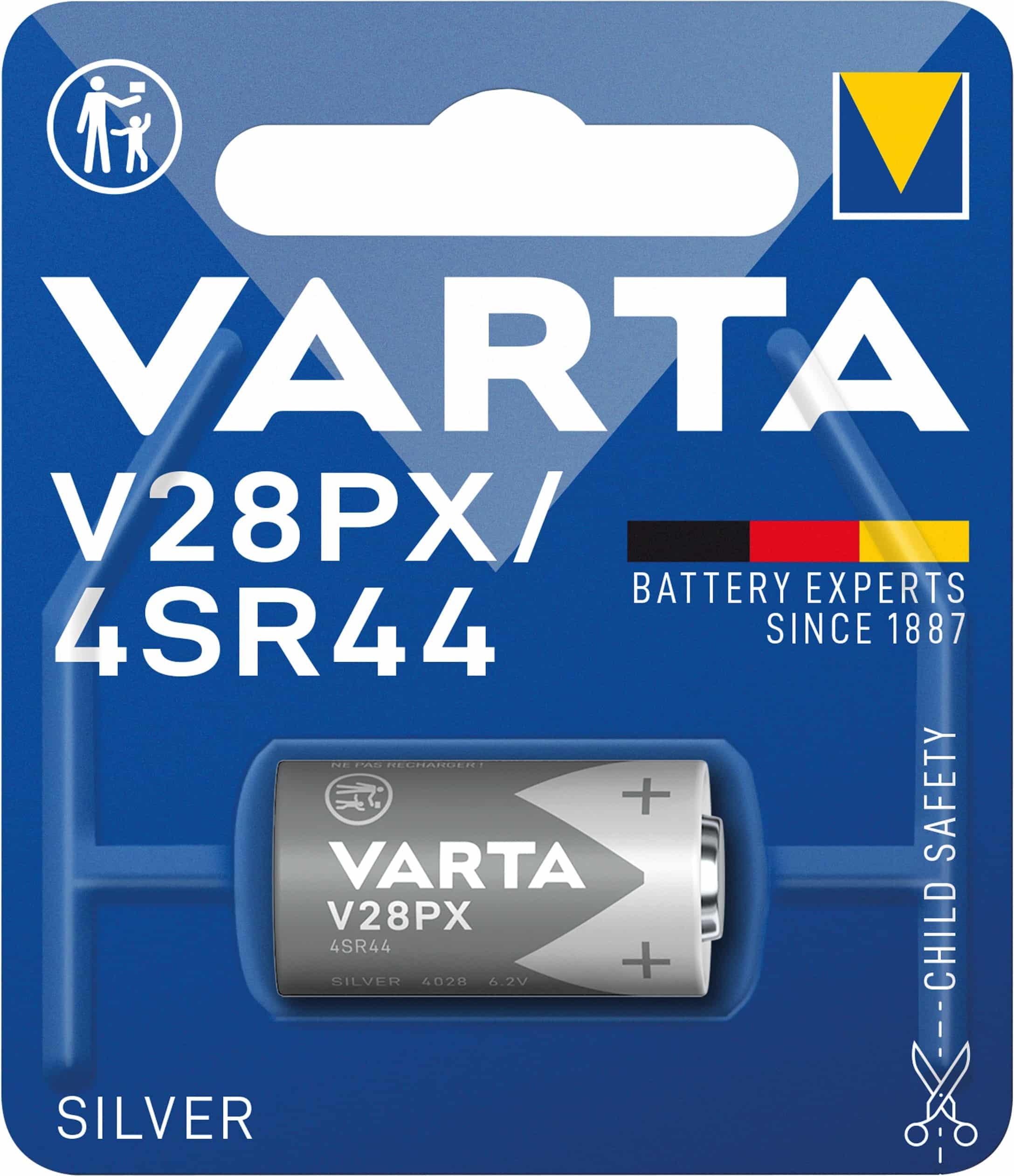 Varta Primary Silver Batterie V28 PX / 4 SR 44, Nickel-Oxyhydroxide (NiOx), 6.2 V, 145 mAh, 13 mm, 13 mm, 25.2 mm real-4008496273911