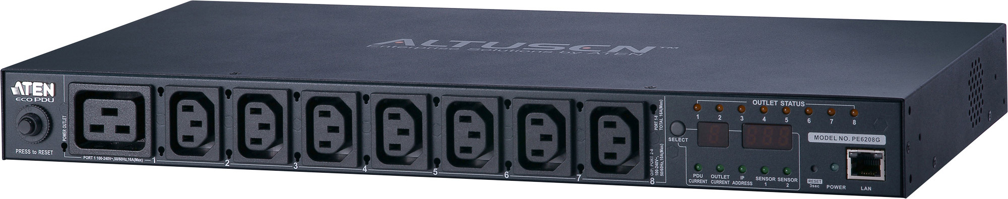 ATEN PE6216G eco PDU 0HE, 16A, 14x C13, 2x C19, Schaltfunktion, Messfunktion PE6216G-AX-G