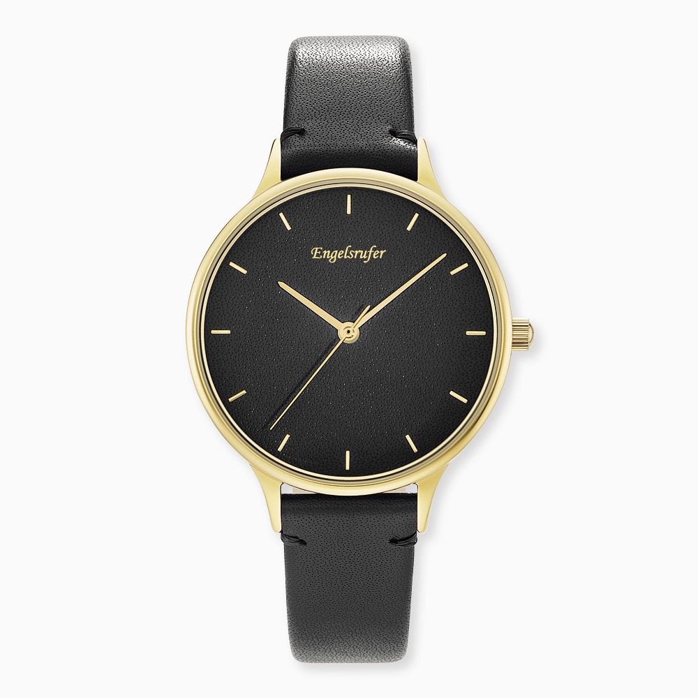 Engelsrufer ERWA-COLOUR-LBK2 Damen-Uhr Colour Analog Quarz Gold Schwarz ERWA-COLOUR-LBK2-MG