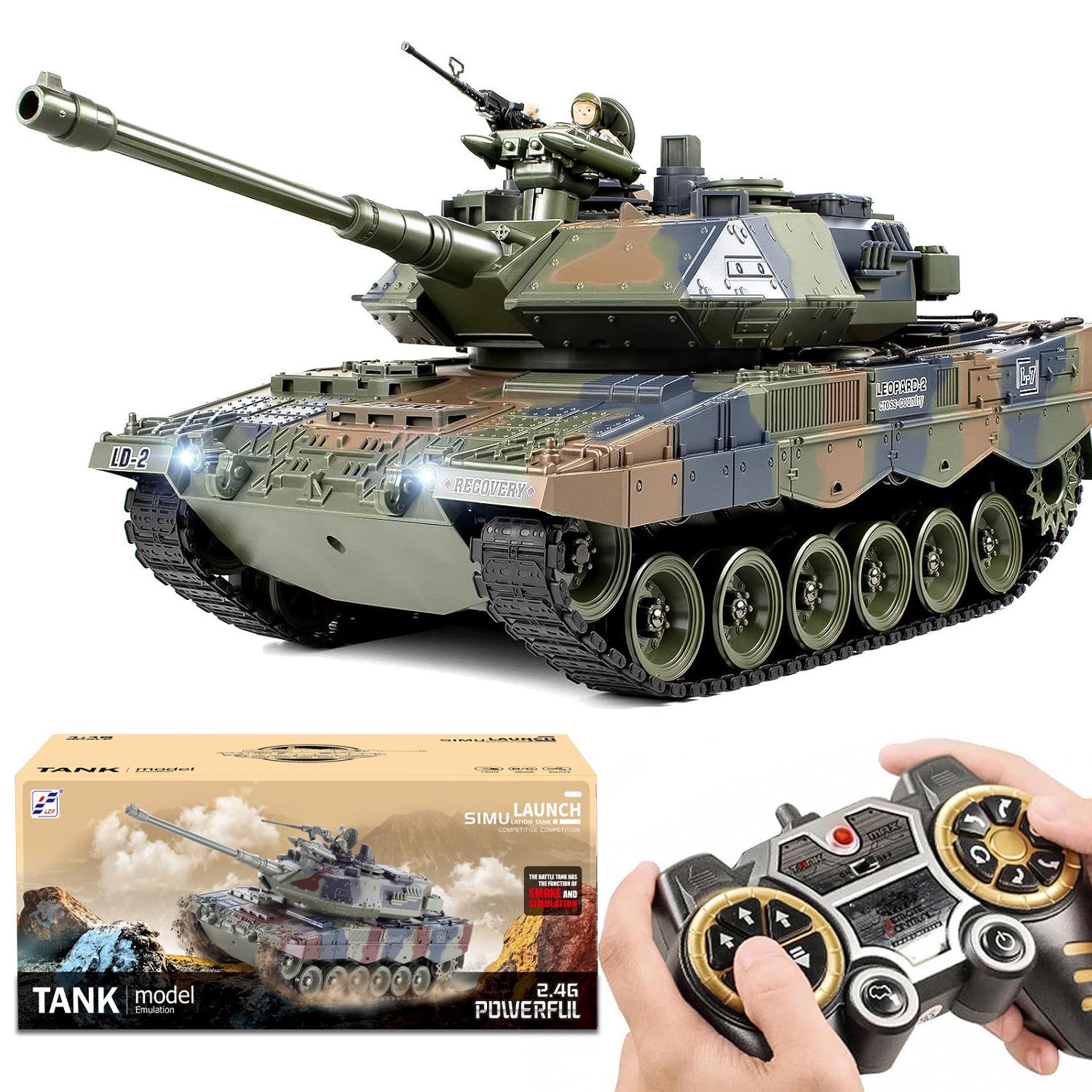 PENGBU RC RC-Auto Ferngesteuerter Panzer 2,4 GHz, RC Tank Spielzeug mit Schussfunktion