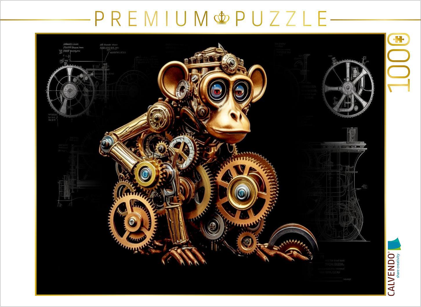 CALVENDO Puzzle Rhesusaffe | 1000 Teile Lege-Größe 64x48cm Foto-Puzzle für glückliche Stunden