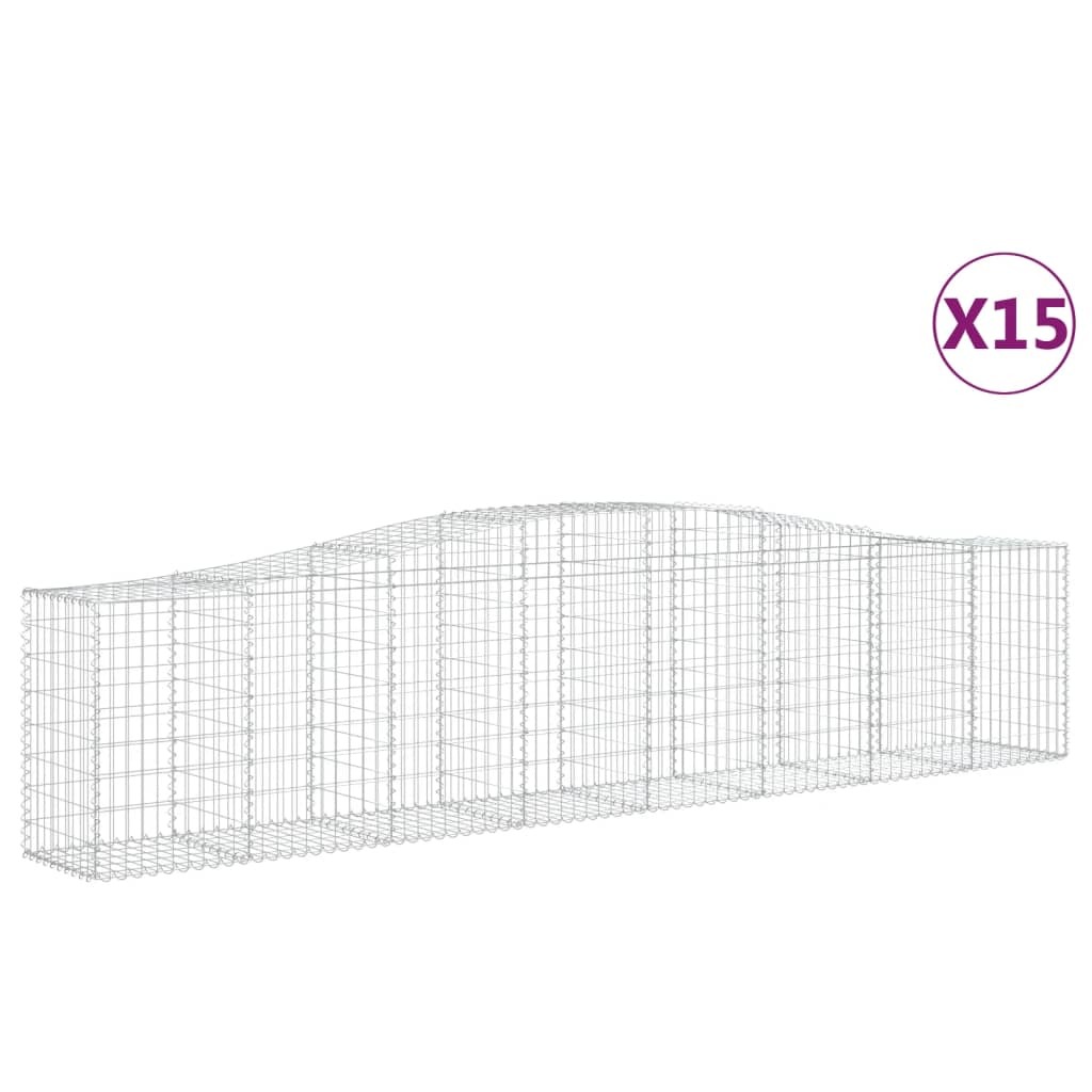 Syfax Gabionen mit Hochbogen 15 Stk. 400x50x80/100cm Verzinktes Eisen 4713145952
