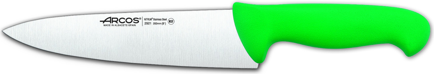 Kochmesser Arcos Farbe - Prof 292121 Edelstahl Nitrum und mango ergonomische grüne Polypropylenklinge und 20 cm Klinge, Vitrine