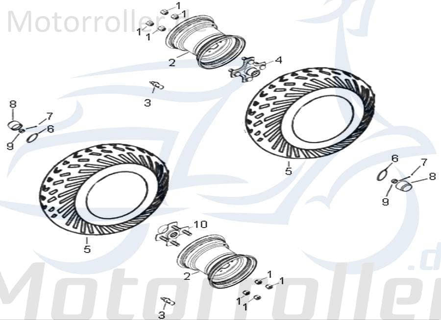 AEON Felge hinten 10-8Zoll Crossland 300 Quad 300ccm 4Takt Motorroller.de Hinterrad Hinterrad-Felge Hinterradfelge Hinter-Rad Heck-Rad 300ccm-4Takt AEO-4280155E-067