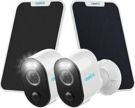 Reolink 2K 4MP vonkajšia monitorovacia kamera s 2,4GHz/5GHz WLAN, detekciou osôb a vozidiel, video dohľad Argus 3 Pro so solárnym panelom (2 ks), biela