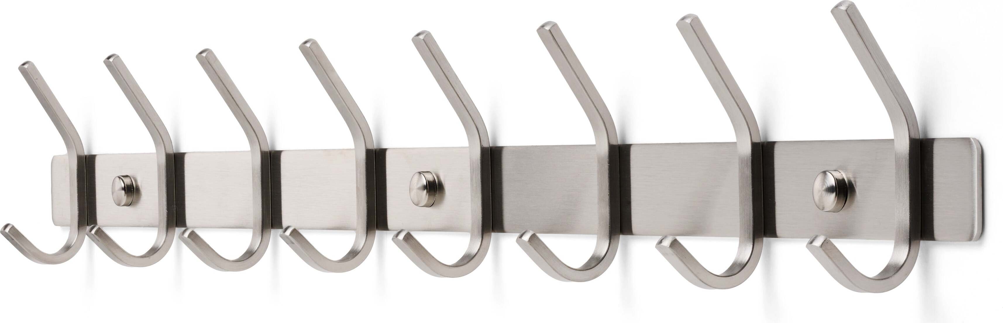 TOJ Living Wandgarderobe 45cm - 6 Haken Edelstahl Weiß Für Diele & Bad