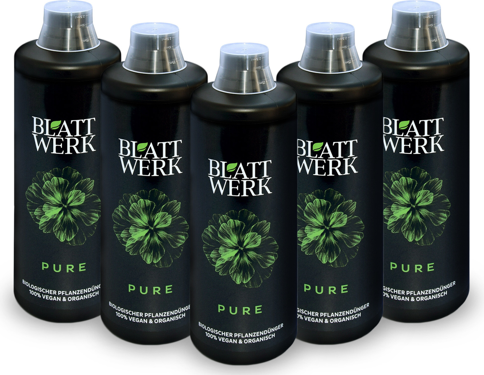 Blattwerk® 5x 1L BLATTWERK Pure Universaldünger, veganer organischer NPK Flüssig-Dünger BWERK-D001-5