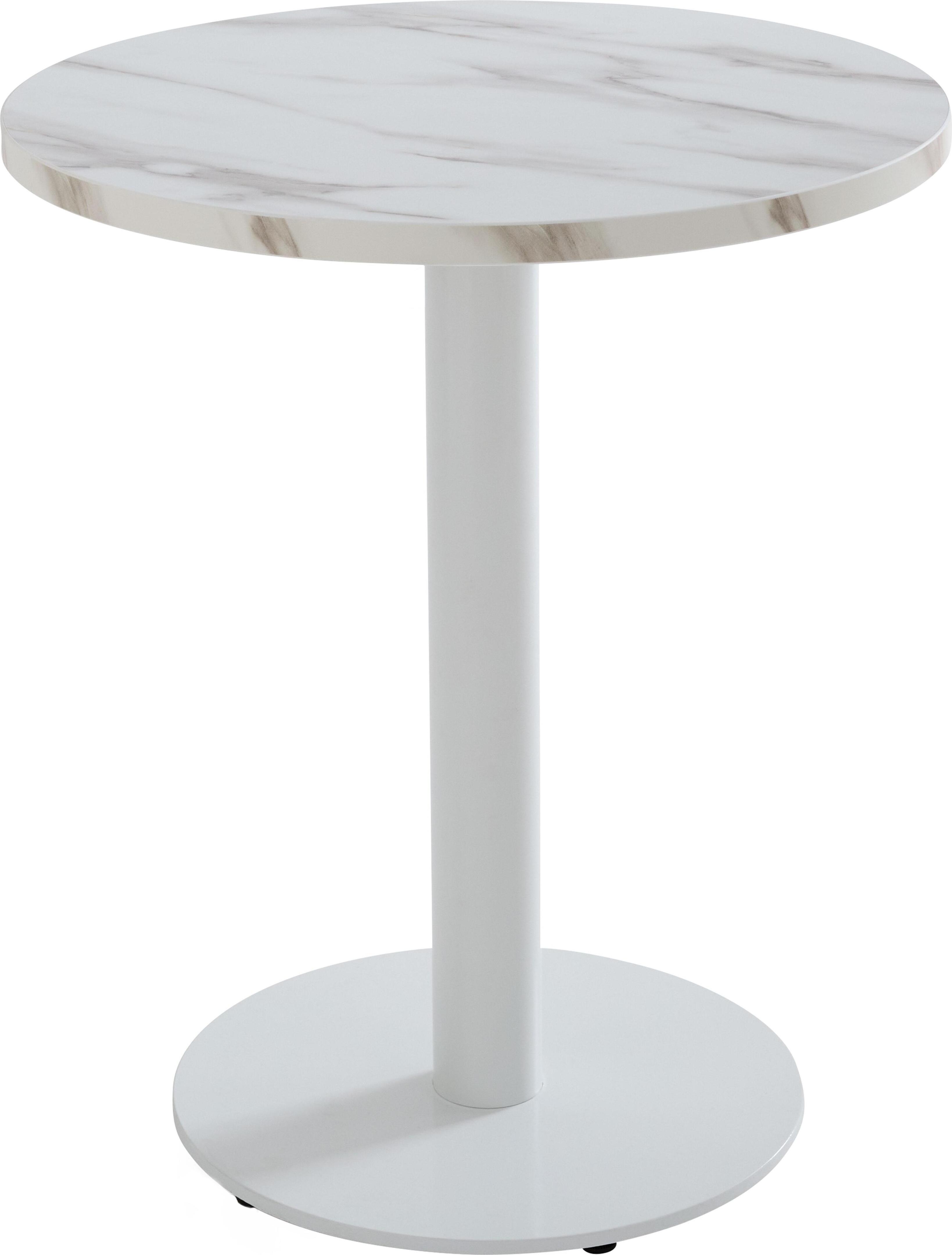 Tisch Esszimmer rund 60 cm weißes Bein und weißes Marmorfinish - Oviala Rivoli 113156